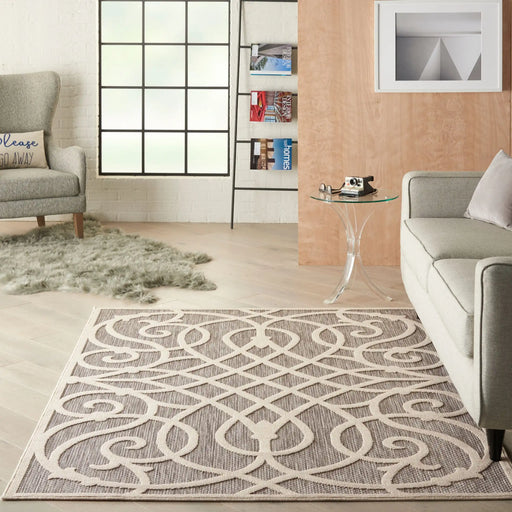 Nourison cozumel outdoor czm04 grey Grey Living Room Geometric Rug.