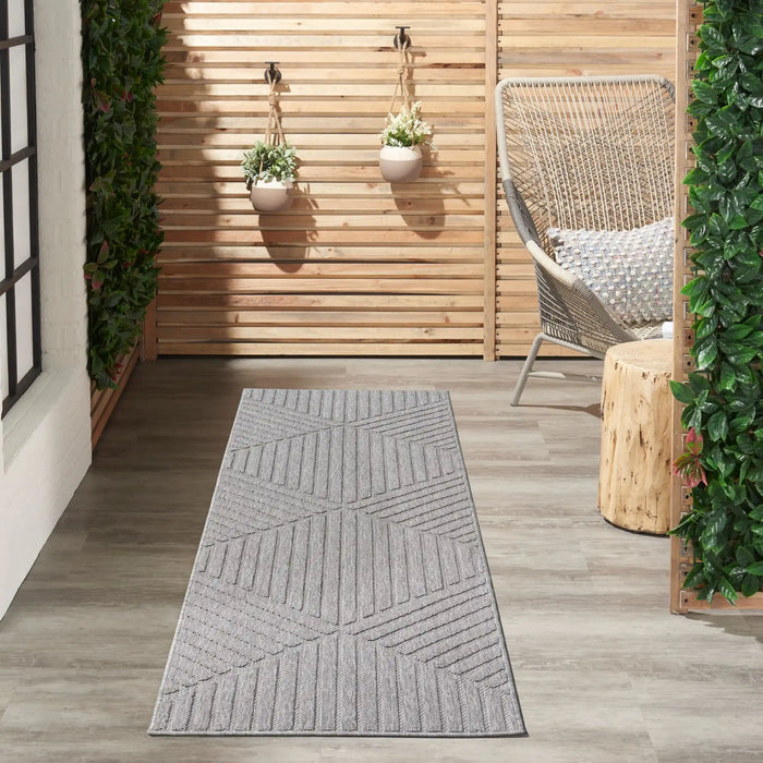 Nourison cozumel outdoor czm05 light grey Grey Living Room Geometric Rug.