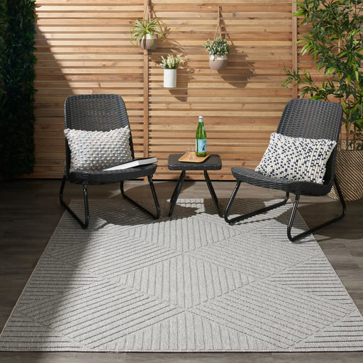 Nourison cozumel outdoor czm05 light grey Grey Living Room Geometric Rug.
