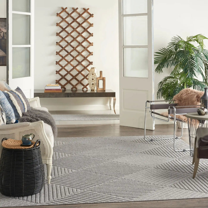 Nourison cozumel outdoor czm05 light grey Grey Living Room Geometric Rug.