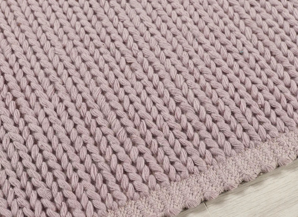 Origins cable new blush Pink Living Room Wool Rug.
