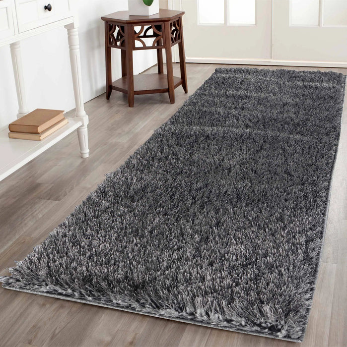Serdim Rugs california 600 dark grey Grey Living Room Shaggy Rug.