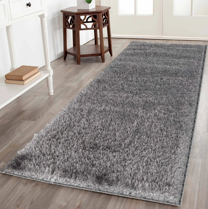 Serdim Rugs california 600 silver Grey Living Room Shaggy Rug.