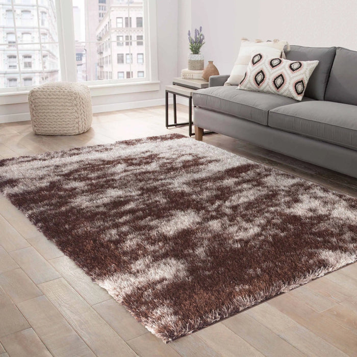 Serdim Rugs california 610 bronze Brown Living Room Shaggy Rug.