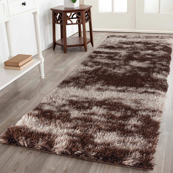 Serdim Rugs california 610 bronze Brown Living Room Shaggy Rug.
