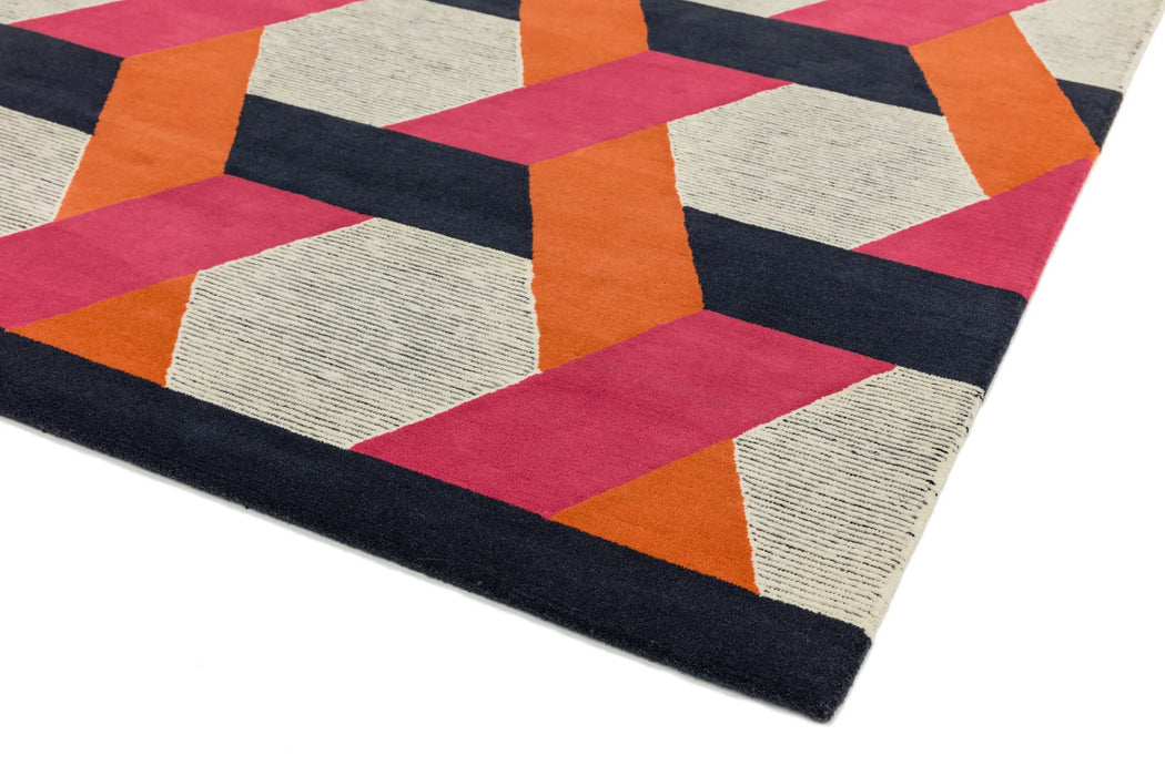 Asiatic camden orange Grey, Orange Living Room Geometric Rug.
