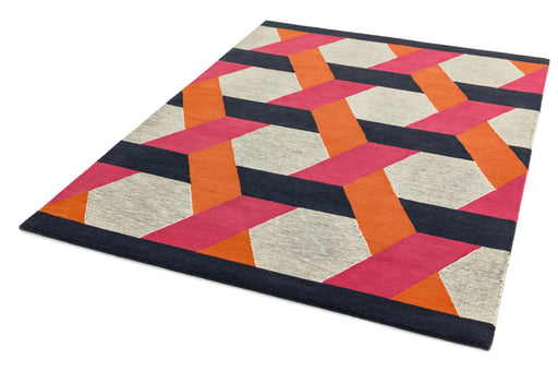 Asiatic camden orange Grey, Orange Living Room Geometric Rug.