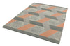 Asiatic camden pink Grey, Pink Living Room Geometric Rug.