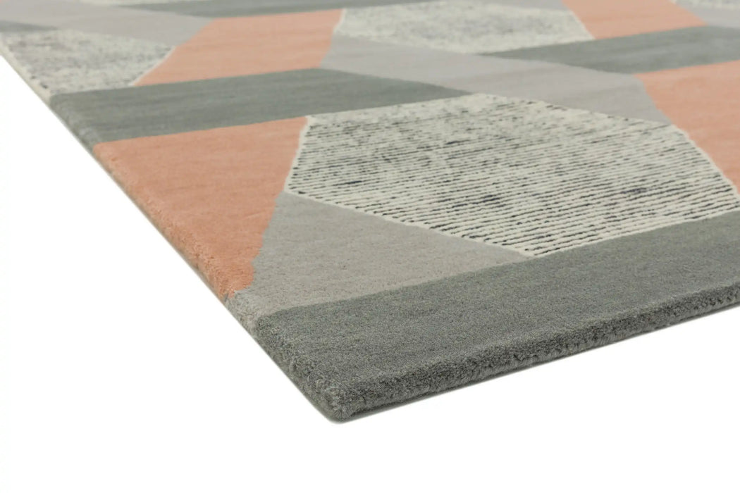 Asiatic camden pink Grey, Pink Living Room Geometric Rug.