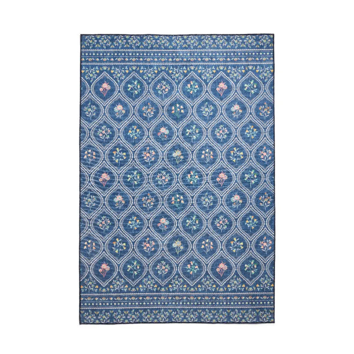 Catherine Lansfield  Cameo Floral Blue Washable Rug