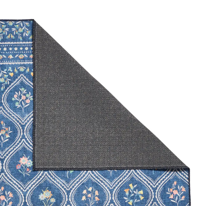 Catherine Lansfield  Cameo Floral Blue Washable Rug