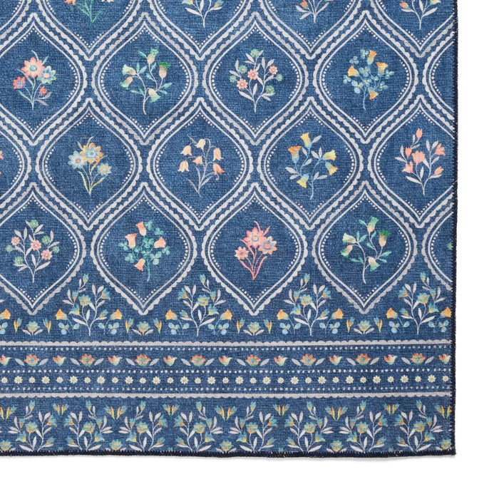Catherine Lansfield  Cameo Floral Blue Washable Rug