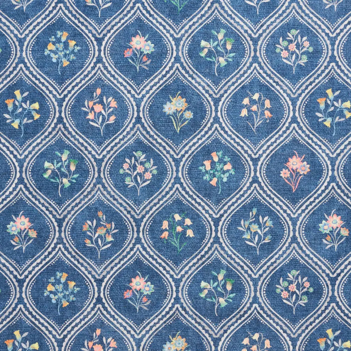 Catherine Lansfield  Cameo Floral Blue Washable Rug
