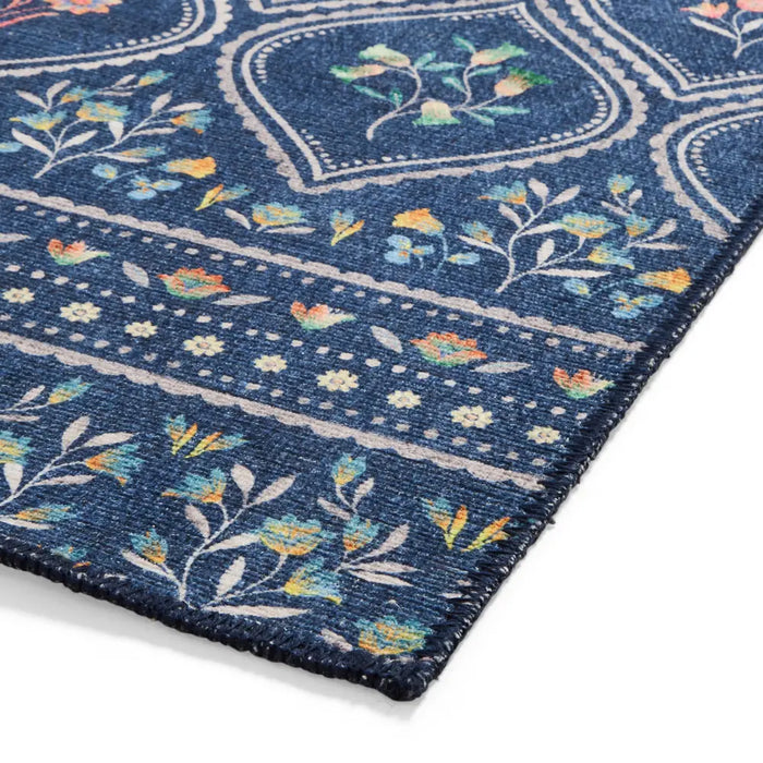 Catherine Lansfield  Cameo Floral Blue Washable Rug
