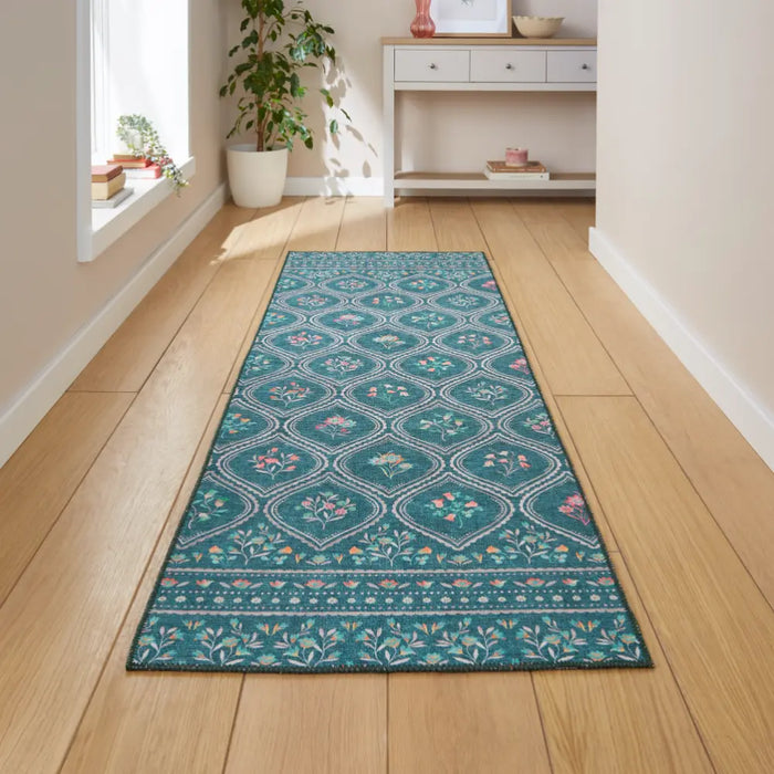 Catherine Lansfield  Cameo Floral Green Washable Rug