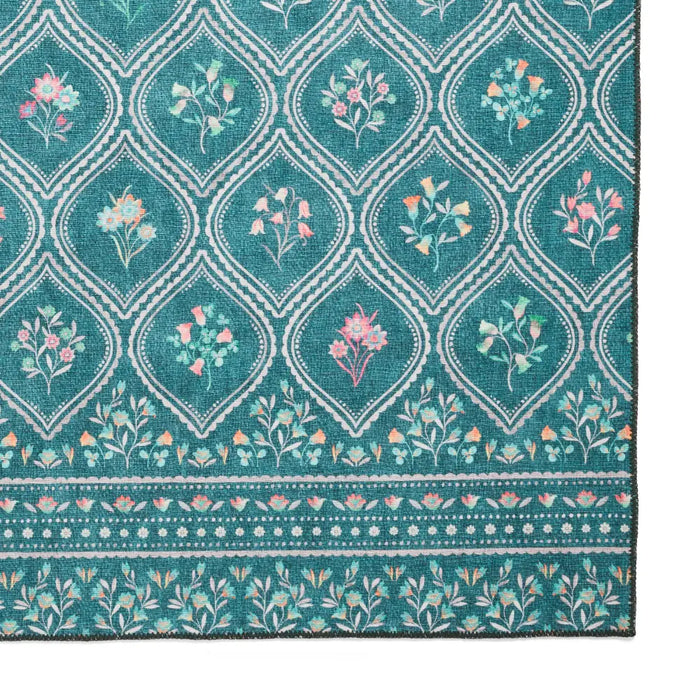 Catherine Lansfield  Cameo Floral Green Washable Rug
