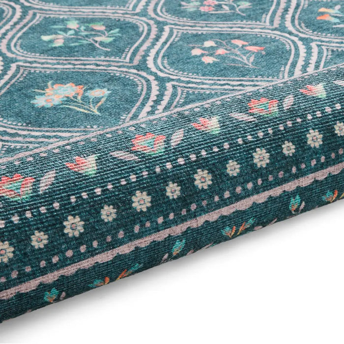 Catherine Lansfield  Cameo Floral Green Washable Rug