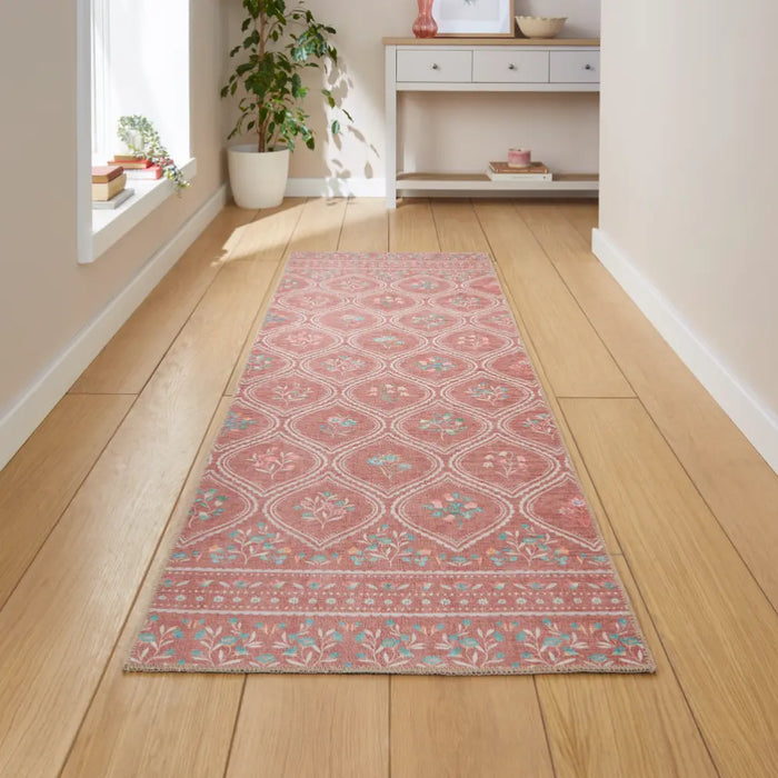 Catherine Lansfield  Cameo Floral Terracotta Washable Rug
