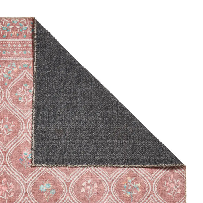 Catherine Lansfield  Cameo Floral Terracotta Washable Rug