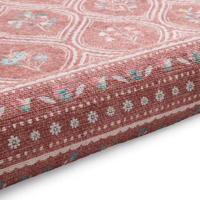 Catherine Lansfield  Cameo Floral Terracotta Washable Rug