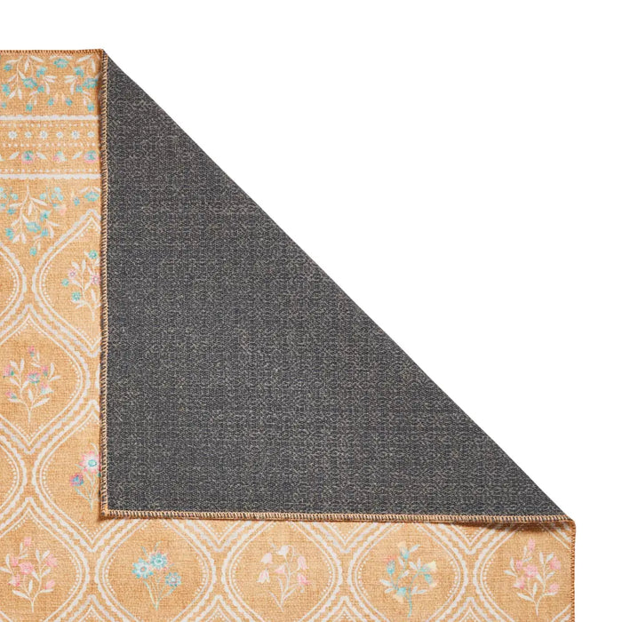 Catherine Lansfield  Cameo Floral Yellow Washable Rug