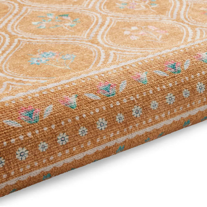 Catherine Lansfield  Cameo Floral Yellow Washable Rug