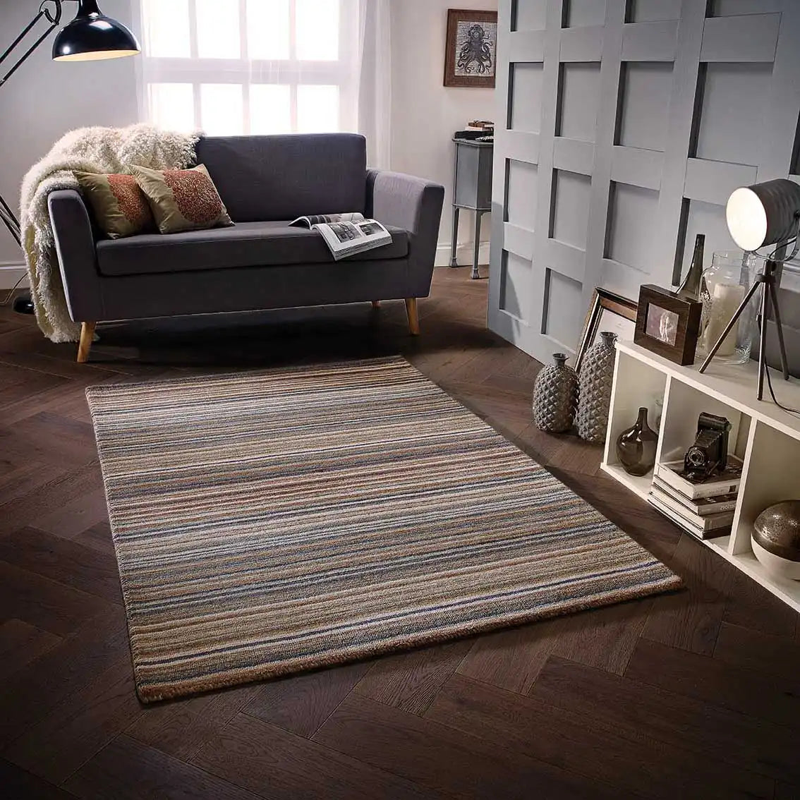 Beige Striped Rugs
