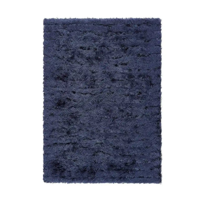 Origins carved glamour navy Blue, Navy Living Room Shaggy Rug.