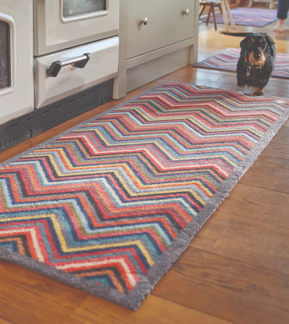 Patterned Hug Rug Chevron 1 Runner Multicoloured Rug — RugsDirect Online