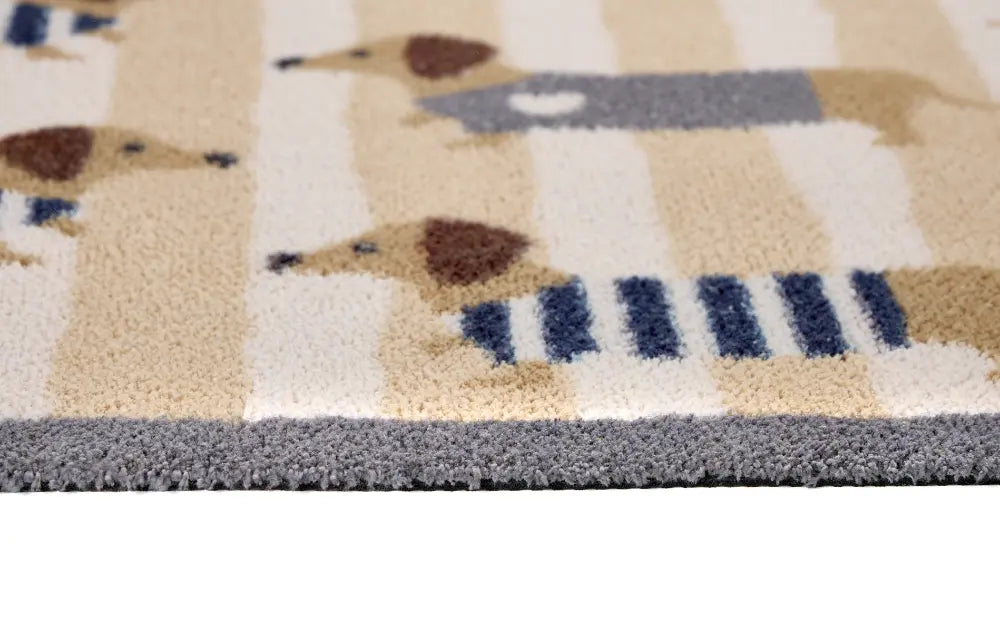 Hug Rug Washable Sausage Dog Chic Multi Beige Rug — RugsDirect Online