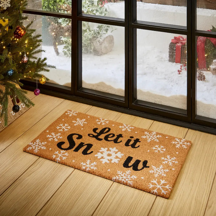 Christmas Coir Let is Snow Black/White