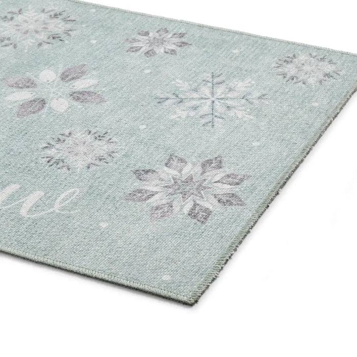Round Blue Snowflake Rug Christmas Snow Flakes Duck Egg Blue Rug — RugsDirect Online
