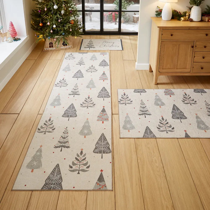Christmas Trees Grey/Beige