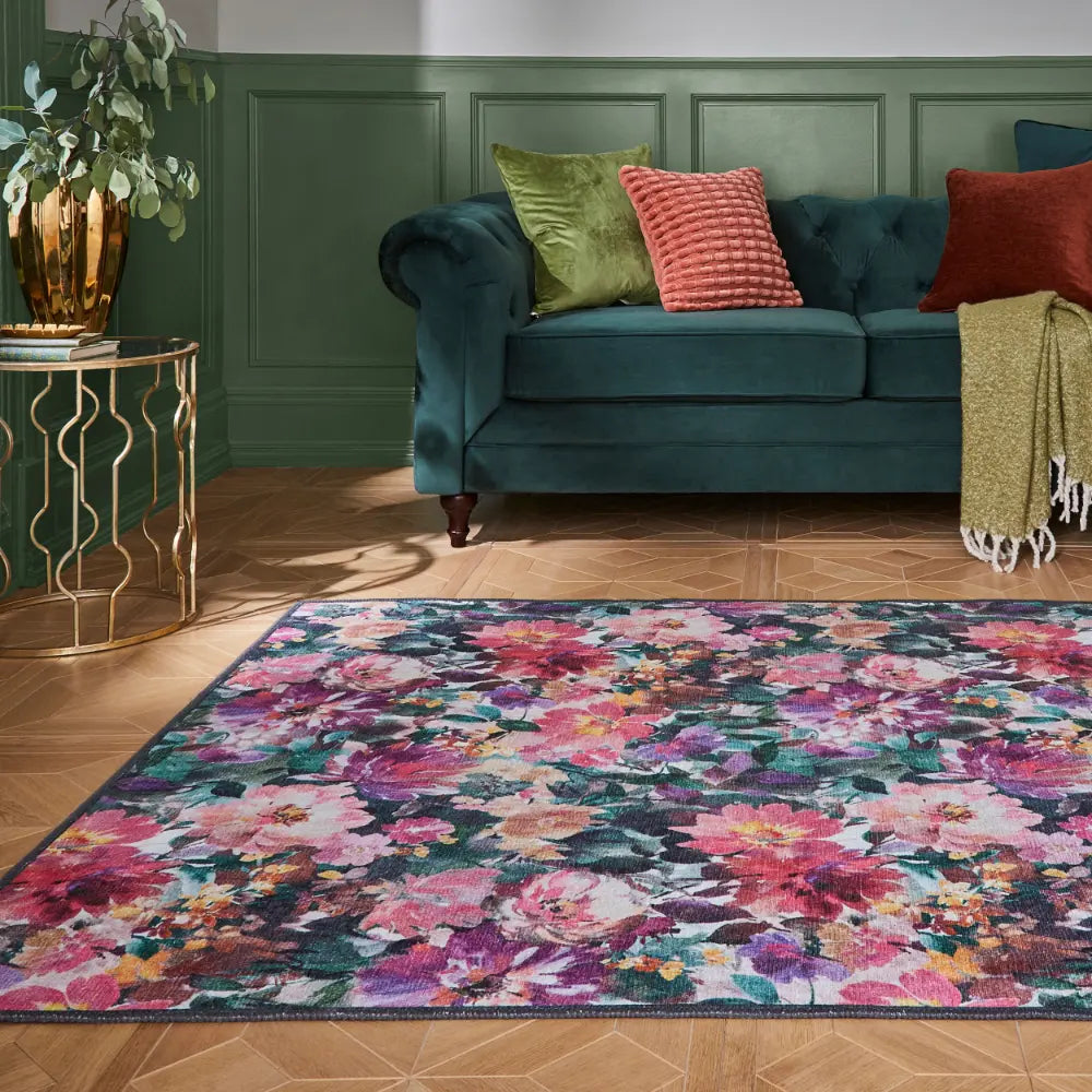 Clarke & Clarke Tahiti Fuchsia Washable Multicoloured Rug — RugsDirect ...