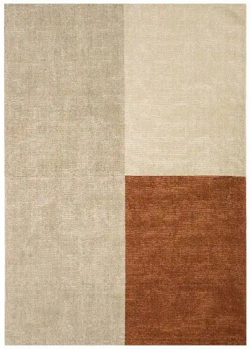 Asiatic blox copper Brown, Beige  Wool Rug.