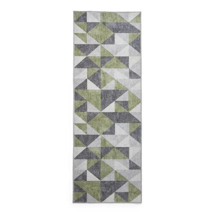 Coral H1057 Green/Grey Modern Washable Rug