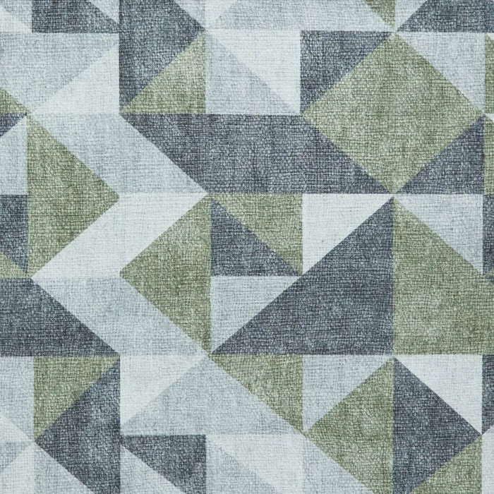 Coral H1057 Green/Grey Modern Washable Rug