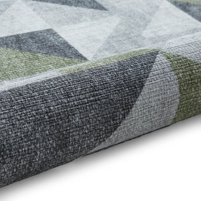 Coral H1057 Green/Grey Modern Washable Rug