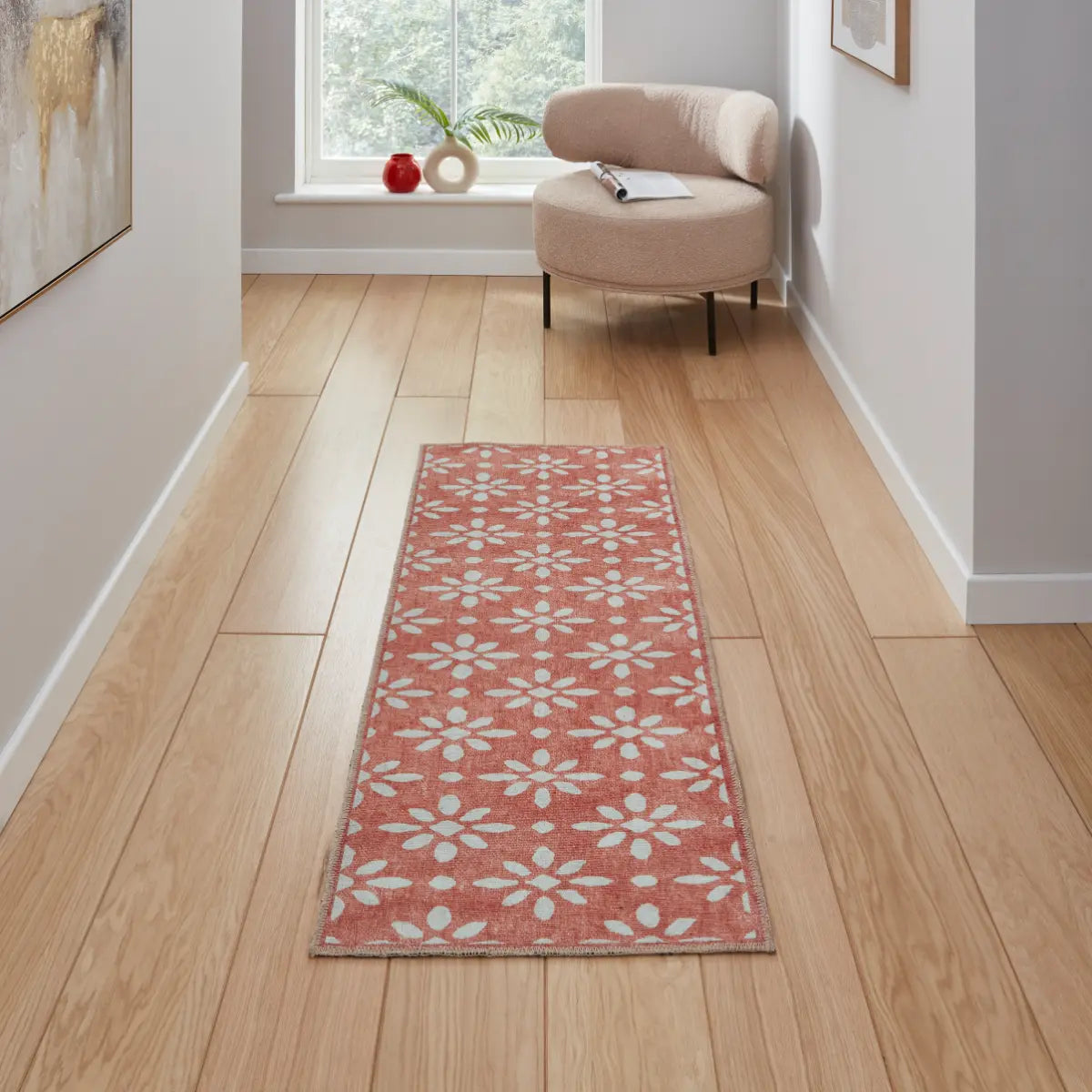 Coral H1062 Orange Modern Washable Rug Orange Rug — RugsDirect Online