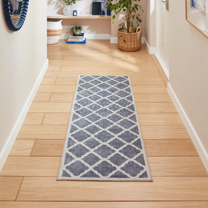 Coral H1063 Blue Modern Washable Rug