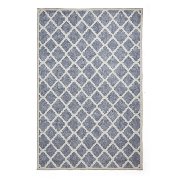 Coral H1063 Blue Modern Washable Rug