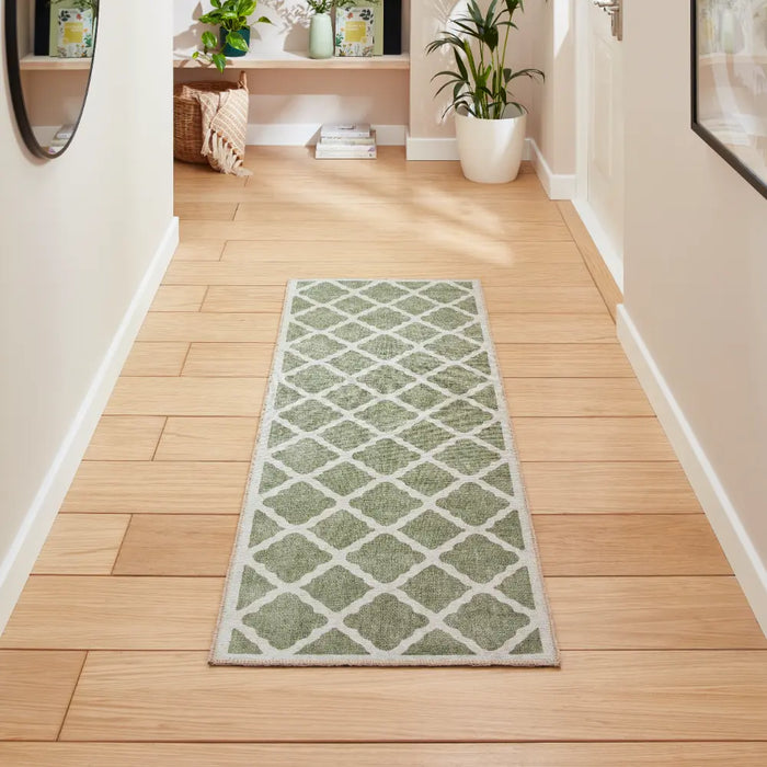 Coral H1063 Green Modern Washable Rug