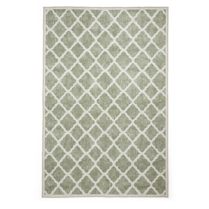 Coral H1063 Green Modern Washable Rug