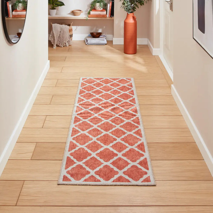 Coral H1063 Orange Modern Washable Rug
