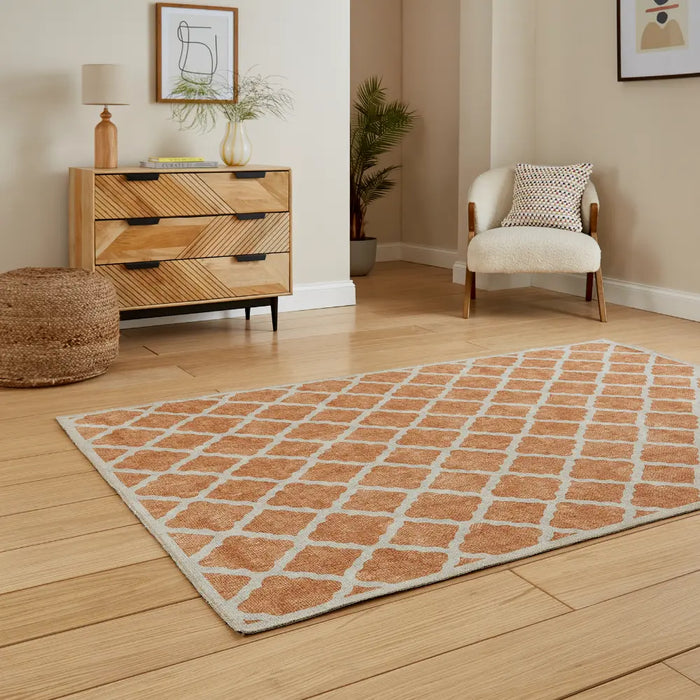 Coral H1063 Yellow Modern Washable Rug