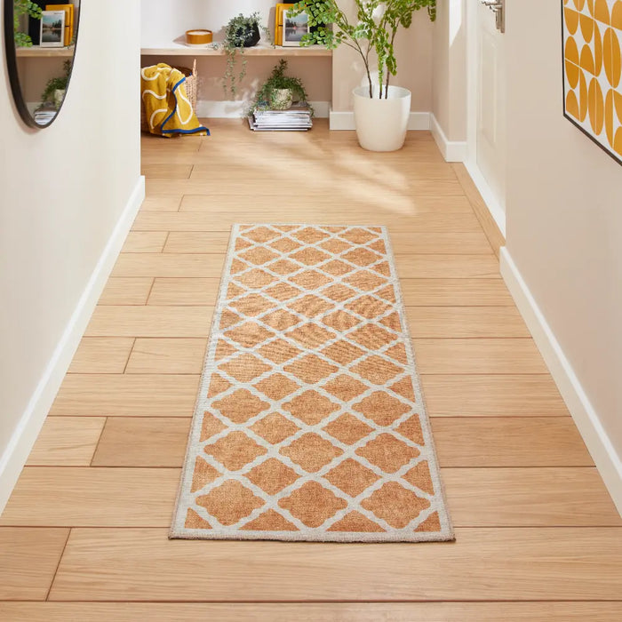 Coral H1063 Yellow Modern Washable Rug