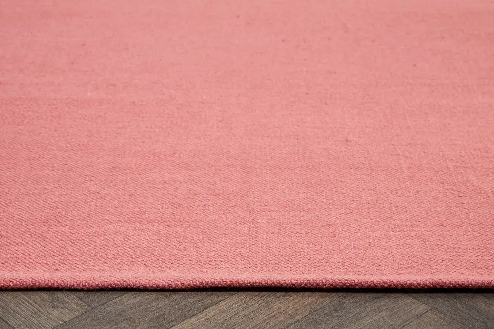 Hug Woven Plain Coral Pink Rug