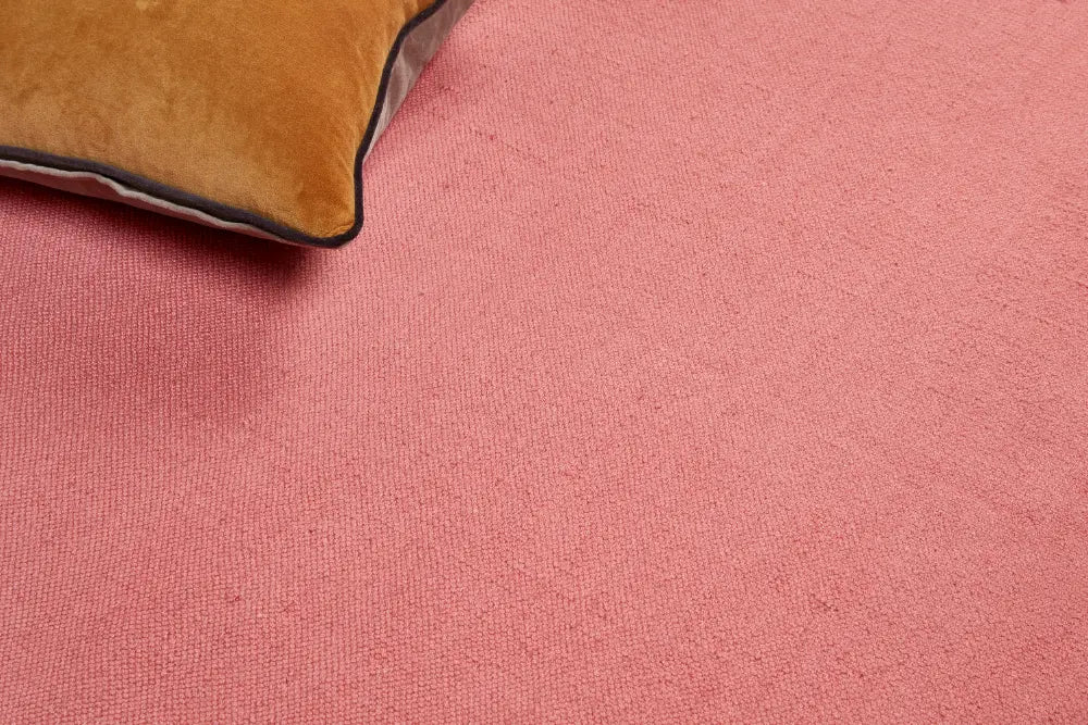 Hug Woven Plain Coral Pink Rug