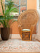 Photo by Nick A | Wicker peacock chair with a cushion on a patterned rug, next to a potted plant. on Country Paisley Rug