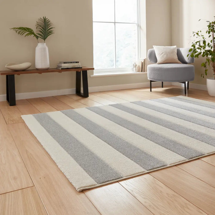 Catherine Lansfield Cove Stripe Modern Linear Rug Grey Rug — RugsDirect ...